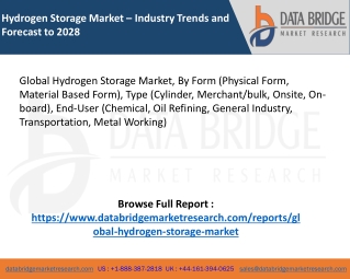Global Hydrogen Storage Market – Industry Trends and Forecast to 2028