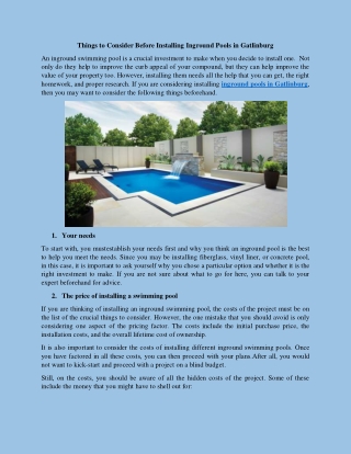 Things to Consider Before Installing Inground Pools in Gatlinburg