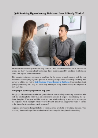 Quit Smoking Hypnotherapy Brisbane Does It Really Works