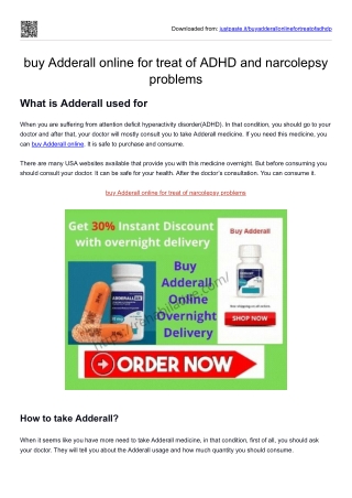 buy Adderall online for treat of ADHD and narcolepsy problems