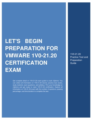 Let's Begin Preparation for VMware 1V0-21.20 Certification Exam