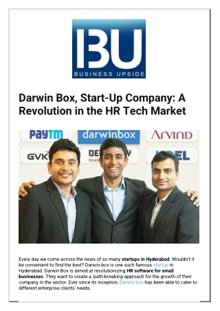 Darwin Box StartUp Company A Revolution in the HR Tech Market