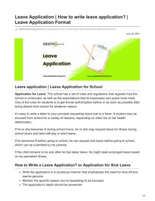 Leave Application, How to write leave application  Leave Application Format