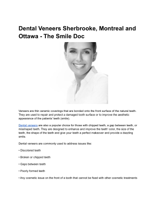 Dental Veneers Sherbrooke, Montreal and Ottawa - The Smile Doc