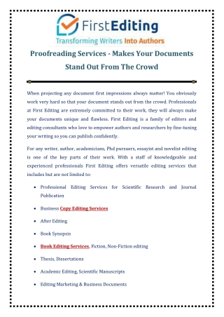 Proofreading Services - Makes Your Documents Stand Out From The Crowd