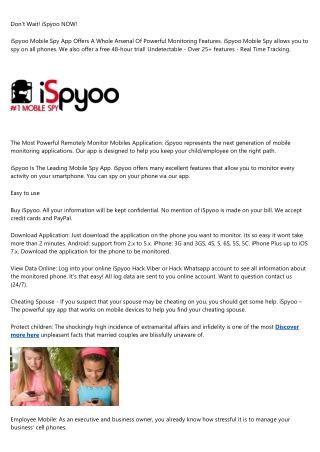 iSpyoo Is The Most Popular Mobile Spy App Trial