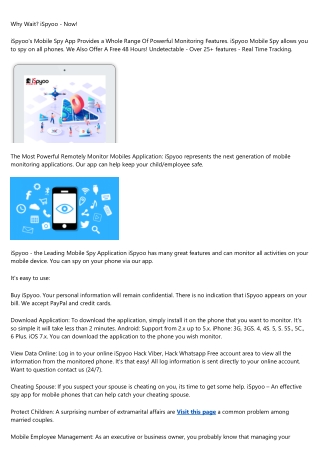 iSpyoo Is The Leading Top Mobile Spy App