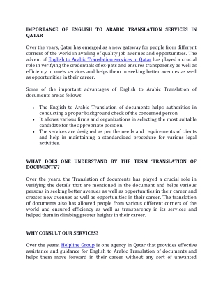 English to Arabic Translation Services in Qatar