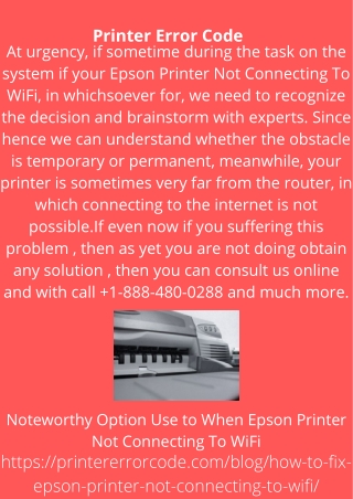 Noteworthy Option Use to When Epson Printer Not Connecting To WiFi