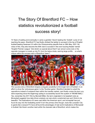 The Story Of Brentford FC – How statistics revolutionized a football success story