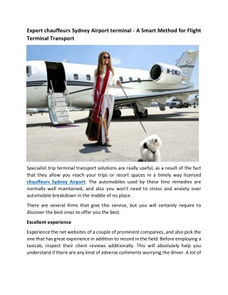 Expert chauffeurs Sydney Airport terminal - A Smart Method for Flight Terminal T