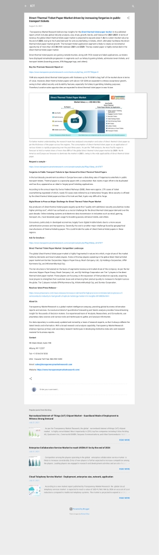Direct Thermal Ticket Paper Market to expand at a CAGR of 6%