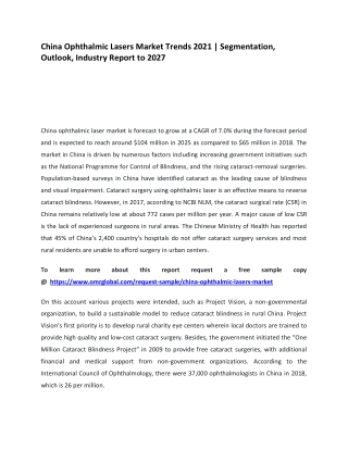 China Ophthalmic Lasers Market Trends 2021