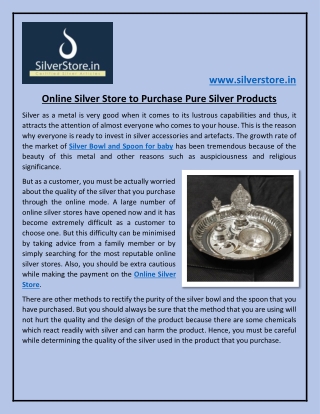 Online Silver Store to Purchase Pure Silver Products