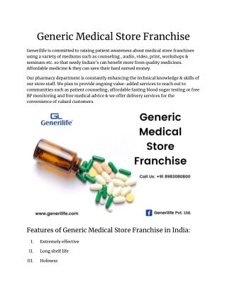 Generic Medical Store Franchise