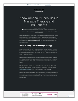 Know All About Deep Tissue Massage Therapy and Its Benefits