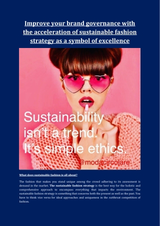 Sustainable fashion strategy | Moda Circolare