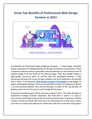 Some Top Benefits of Professional Web Design Services in 2021