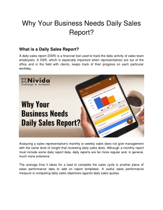 NIVIDA - Why Your Business Needs Daily Sales Report