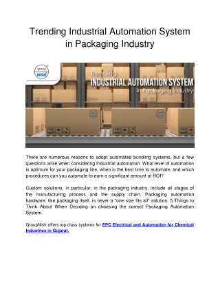 Trending Industrial Automation System in Packaging Industry