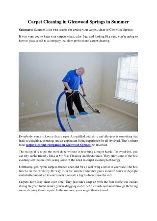 Carpet Cleaning in Glenwood Springs in Summer