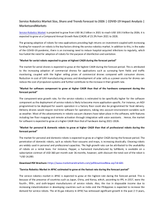 Service Robotics Market with COVID-19 Impact Analysis