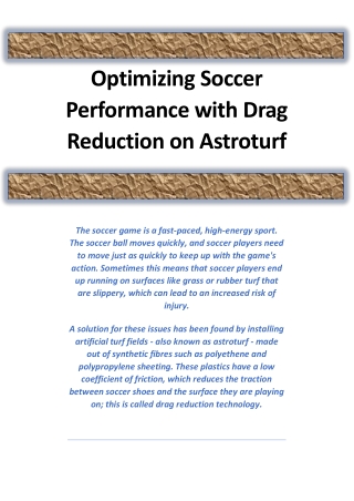 Optimizing Soccer Performance with Drag Reduction on Astroturf