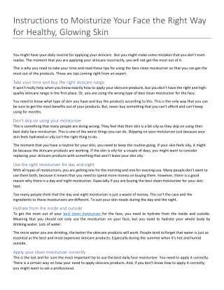 Instructions to Moisturize Your Face The Right Way For Healthy, Glowing Skin