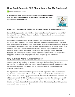 1How Do I Generate B2B Phone Leads For Marketing