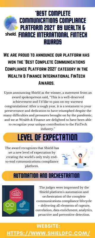 Wealth & Finance International FinTech Awards - Shield