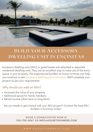 Build your Accessory Dwelling Unit in Encinitas