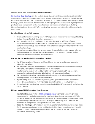 Outsource BIM Shop Drawings for Construction Projects