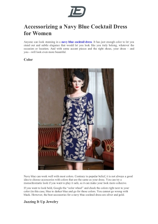 Accessorizing a Navy Blue Cocktail Dress for Women