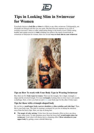 Tips in Looking Slim in Swimwear for Women