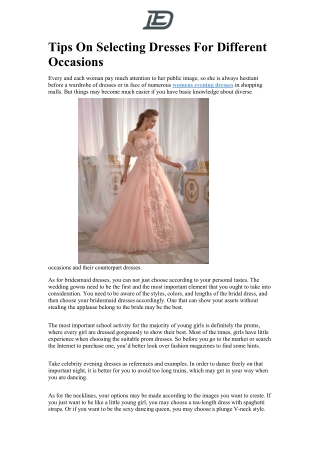 Tips On Selecting Dresses For Different Occasions