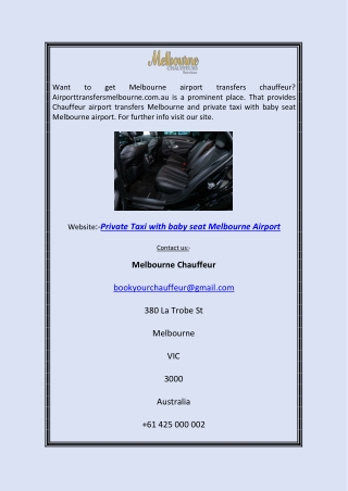Private Taxi With Baby Seat Melbourne Airport | Airporttransfersmelbourne.com.au