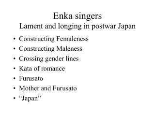 Enka singers Lament and longing in postwar Japan