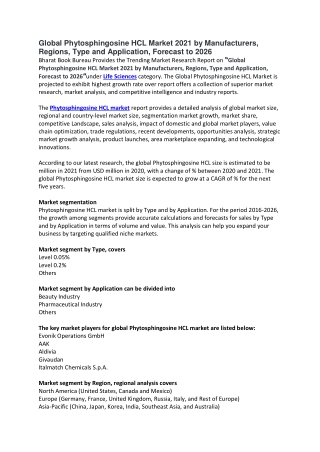Global Phytosphingosine HCL Market 2021 by Manufacturers