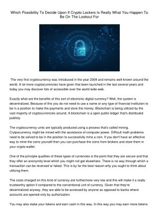 WhichPossibilityToDecideUponIfCryptoLockersIsReallyWhatYouHappenToBeOnTheLookoutFor
