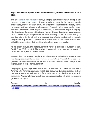 Sugar Beet Market Figures, Facts, Future Prospects, Growth and Outlook 2017 – 20