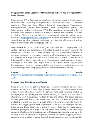 Polypropylene Block Copolymer Market Future outlook, Key Developments to Boost