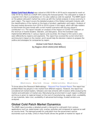 Global Cold Patch Market was valued at US