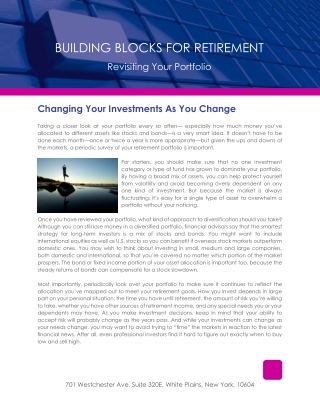 Changing Your Investments as You Change