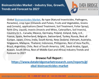 Global Bioinsecticides Market – Industry Trends and Forecast to 2027