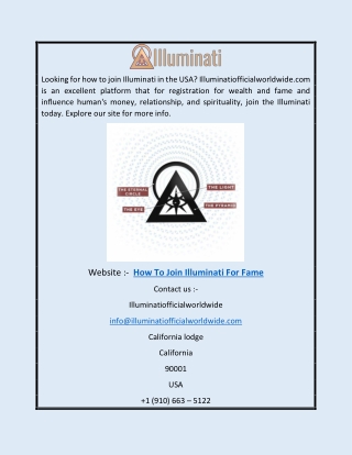 How to Join Illuminati for Fame | Illuminatiofficialworldwide.com