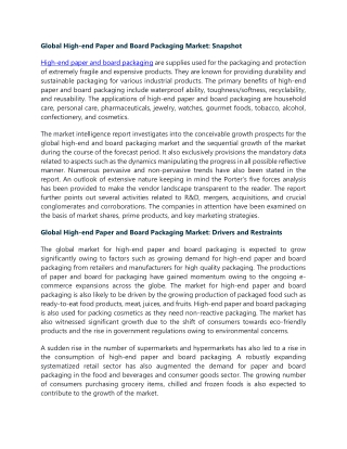 High-end Paper and Board Packaging Market