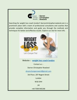 Weight Loss Coach London | Darrenchristopherrowland.com