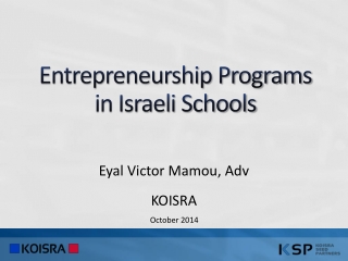 Entrepreneurship Programs in Israeli Schools