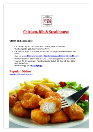 5% Off - Chicken, Rib & Steakhouse Restaurant Woolloongabba, QLD