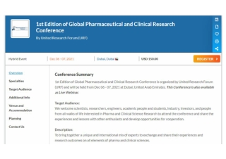 1st Edition of Global Pharmaceutical and Clinical Research Conference